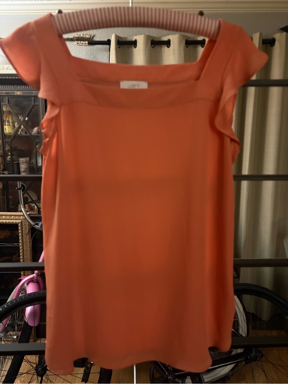 LOFT Coral Orange Square Neck Sleeveless Top Size Medium